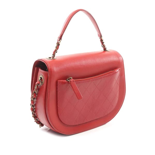 Pre-owned Chanel Medium Calfskin Coco Curve Flap Red