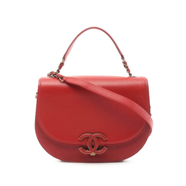 Pre-owned Chanel Medium Calfskin Coco Curve Flap Red