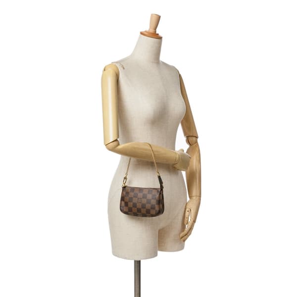 Pre-owned Louis Vuitton Damier Ebene Mini Pochette Accessoires Brown