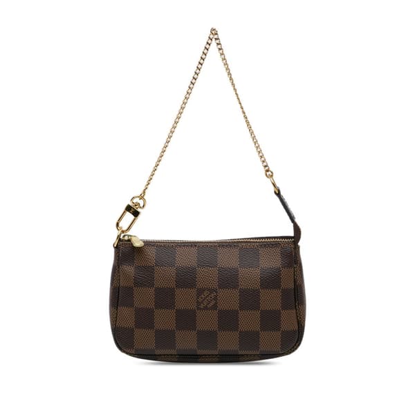 Pre-owned Louis Vuitton Damier Ebene Mini Pochette Accessoires Brown