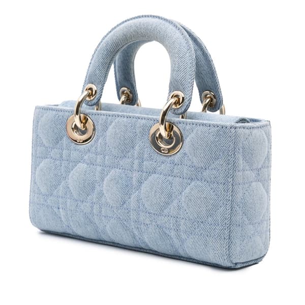 Pre-owned Dior Small Denim Macrocannage Lady D Joy Blue