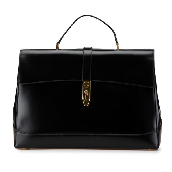 Pre-owned Celine Large Smooth Calfskin 16 Top Handle Bag Black