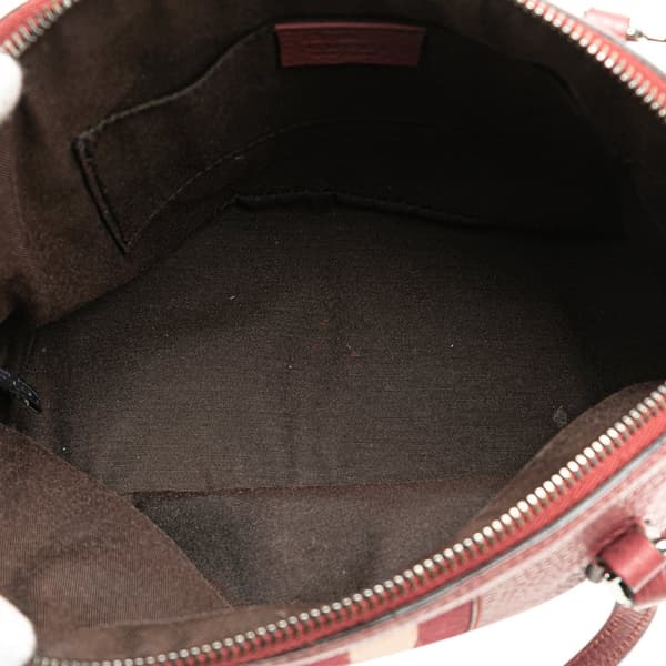 Pre-owned Gucci Mini Leather Web Dome Satchel Red