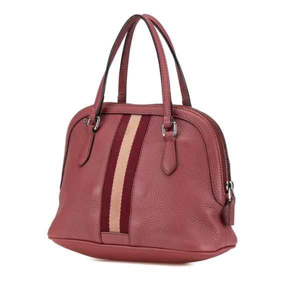 Pre-owned Gucci Mini Leather Web Dome Satchel Red