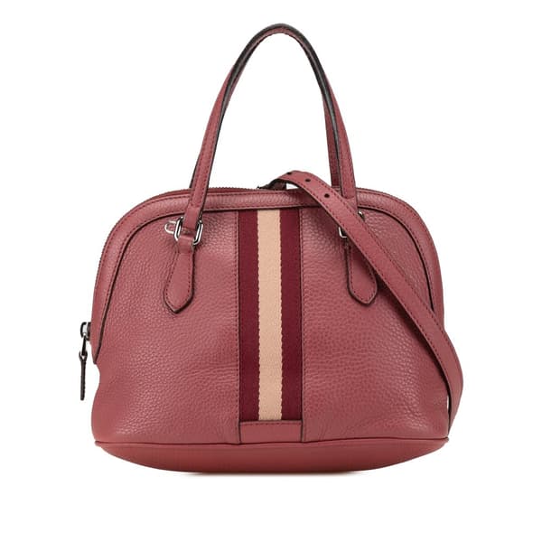 Pre-owned Gucci Mini Leather Web Dome Satchel Red