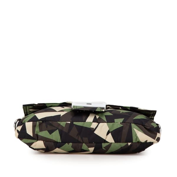 Pre-owned Fendi Camouflage Nylon Convertible Baguette Satchel Green