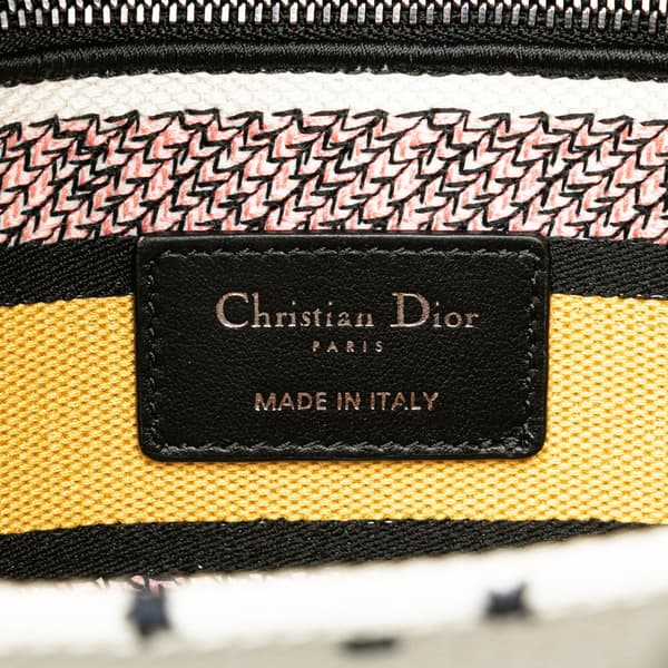 Pre-owned Dior Medium Canvas Embroidered Ciel De Reve Lady D Lite White