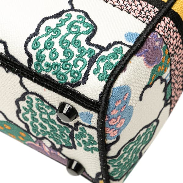 Pre-owned Dior Medium Canvas Embroidered Ciel De Reve Lady D Lite White