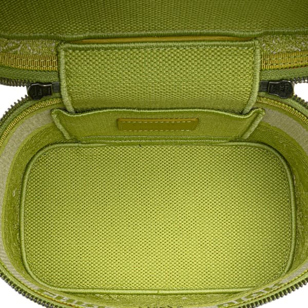 Pre-owned Dior Small Canvas Embroidered Toile De Jouy Diortravel Vanity Case Green