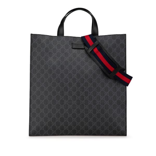 Pre-owned Gucci GG Supreme Convertible Soft Tote Black