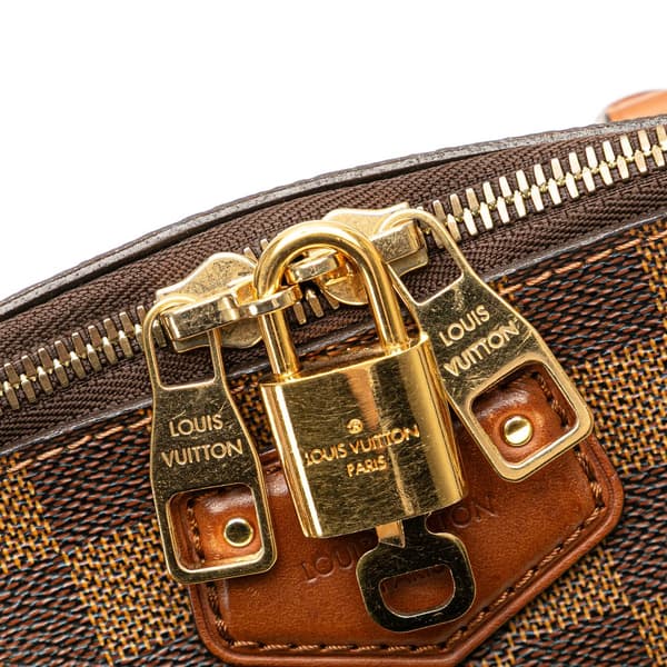 Pre-owned Louis Vuitton Damier Ebene Belmont MM Brown