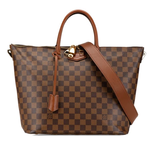Pre-owned Louis Vuitton Damier Ebene Belmont MM Brown