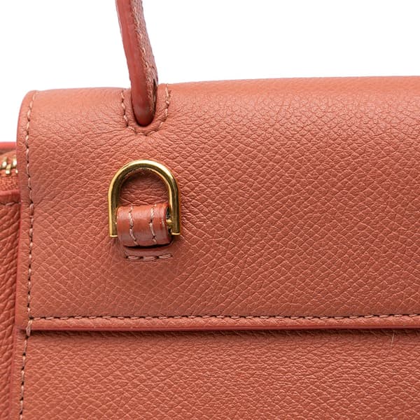 Pre-owned Celine Pico Grained Calfskin Belt Bag Orange