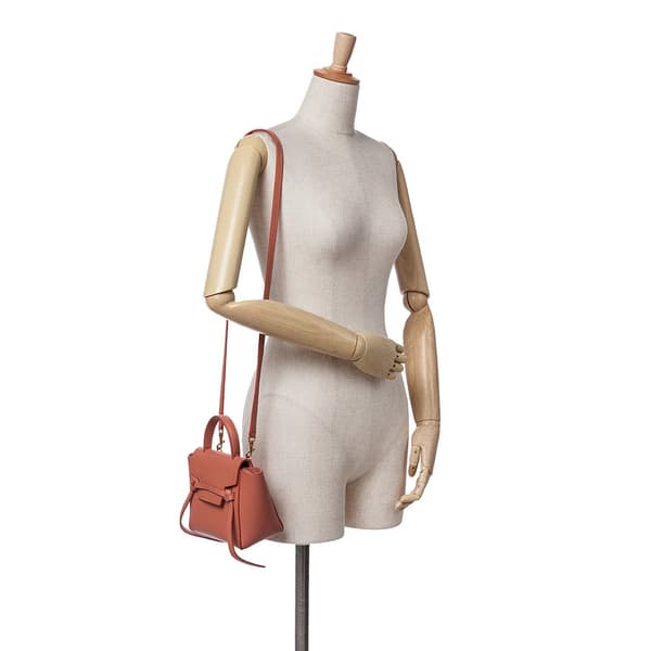 Pre-owned Celine Pico Grained Calfskin Belt Bag Orange