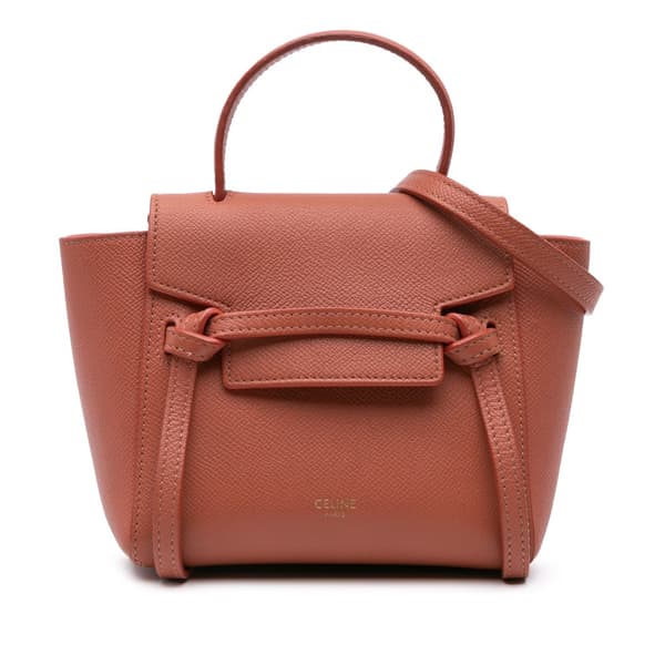 Pre-owned Celine Pico Grained Calfskin Belt Bag Orange
