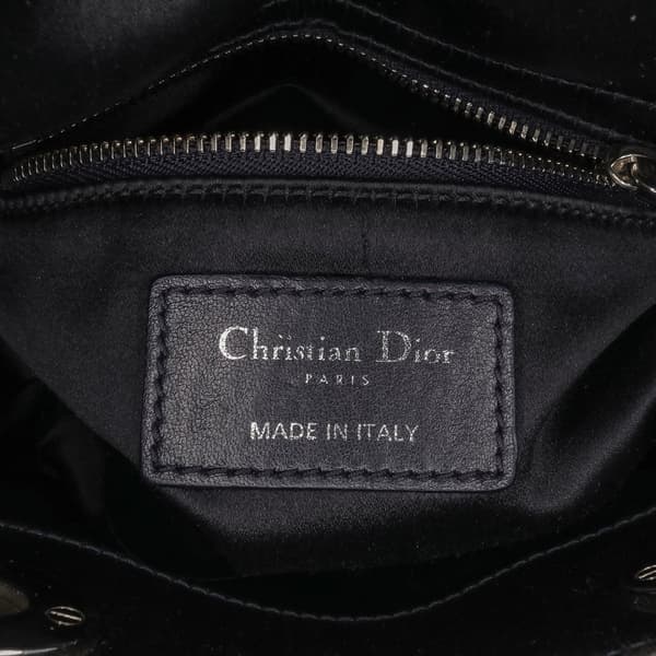 Pre-owned Dior Mini Satin Cannage Strass Crystal Embellished Lady Dior Black