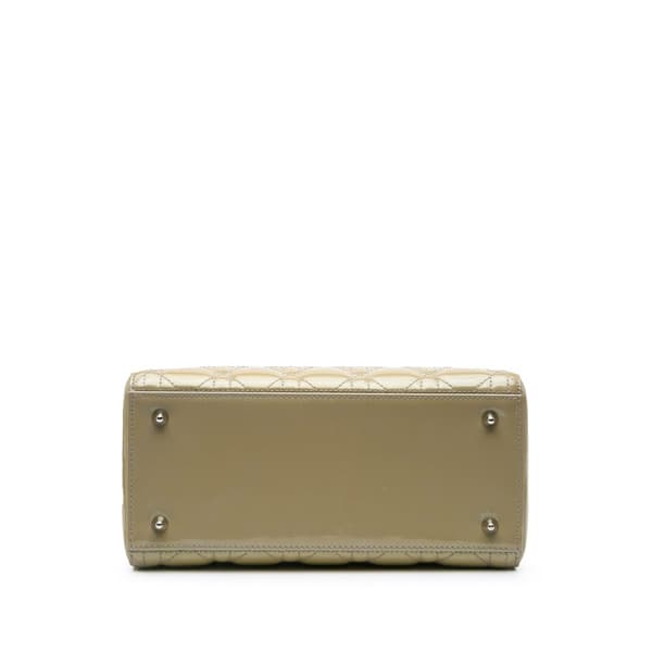 Pre-owned Dior Medium Patent Cannage Lady Dior Brown