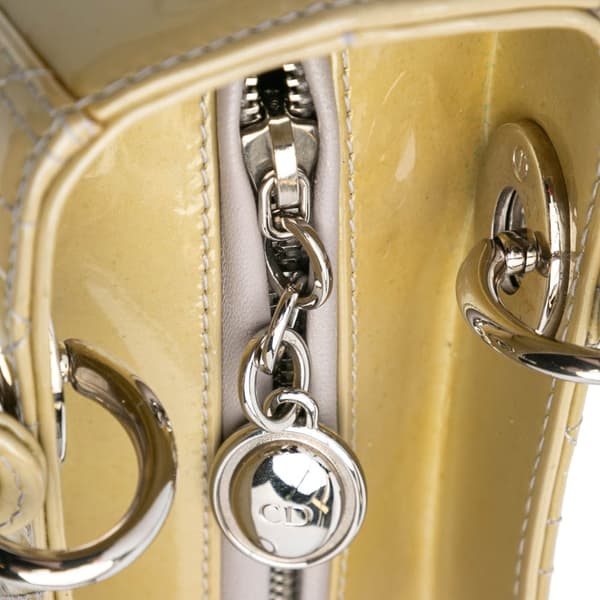Pre-owned Dior Medium Patent Cannage Lady Dior Brown