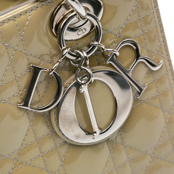 Pre-owned Dior Medium Patent Cannage Lady Dior Brown