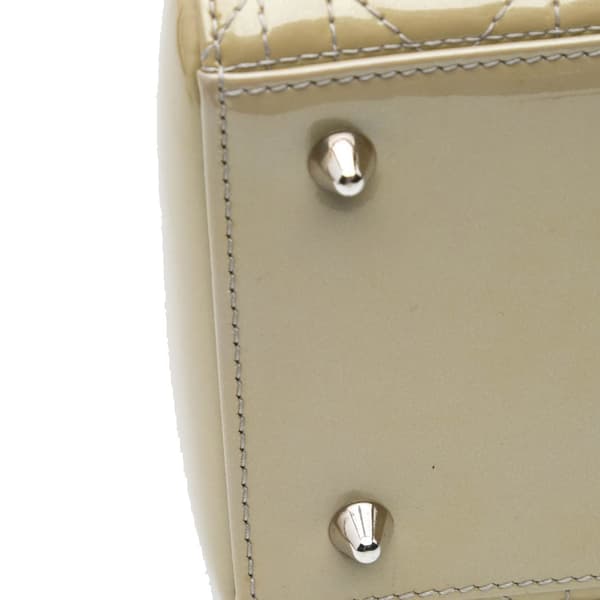 Pre-owned Dior Medium Patent Cannage Lady Dior Brown