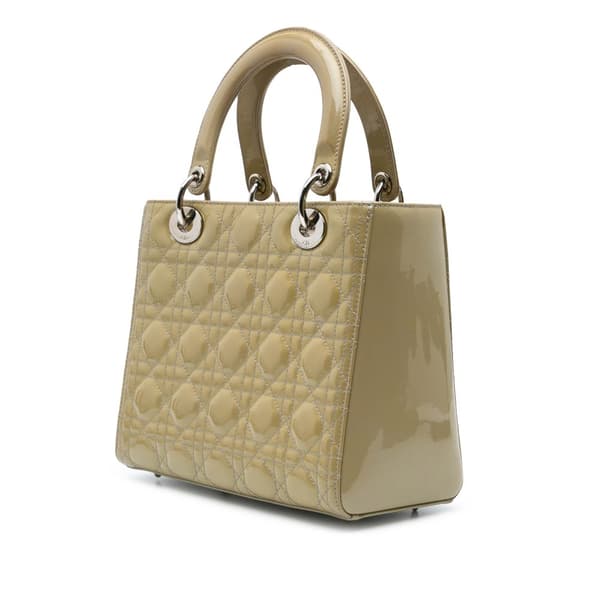 Pre-owned Dior Medium Patent Cannage Lady Dior Brown