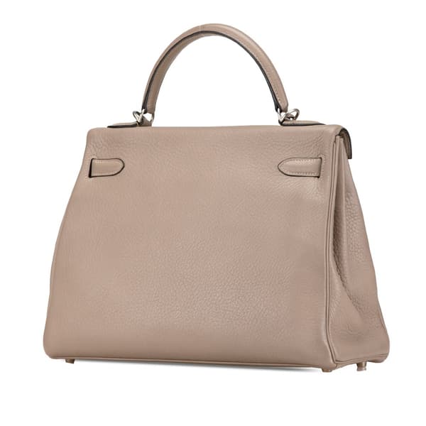 Pre-owned Hermès Clemence Kelly Retourne 32 Brown
