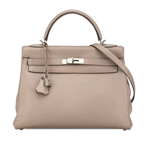 Pre-owned Hermès Clemence Kelly Retourne 32 Brown