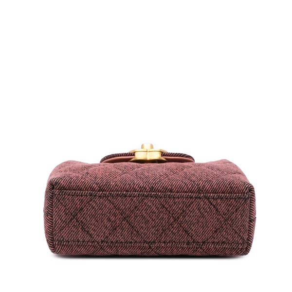 Pre-owned Chanel Nano Quilted Denim Kelly Shopper Bag Pink