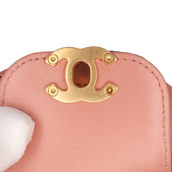 Pre-owned Chanel Nano Quilted Denim Kelly Shopper Bag Pink