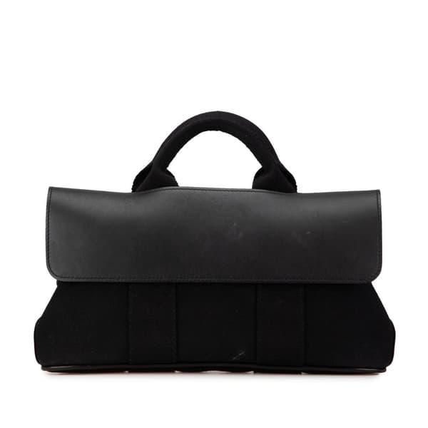Pre-owned Hermès Toile and Swift Valparaiso Long PM Black