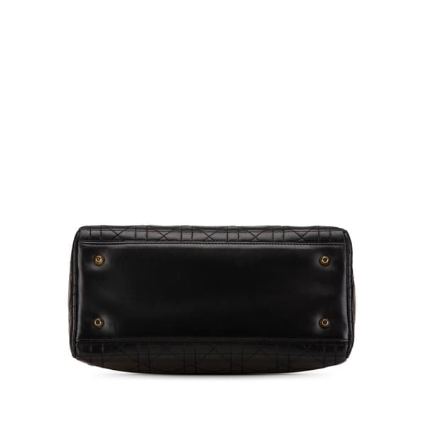 Pre-owned Dior Medium Lambskin Cannage Lady Dior Black