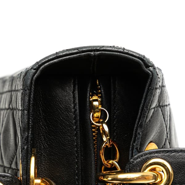 Pre-owned Dior Medium Lambskin Cannage Lady Dior Black