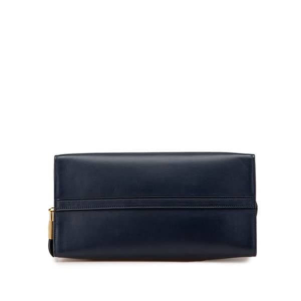 Pre-owned Prada Medium Saffiano Trimmed City Calf Greca Esplanade Satchel Blue