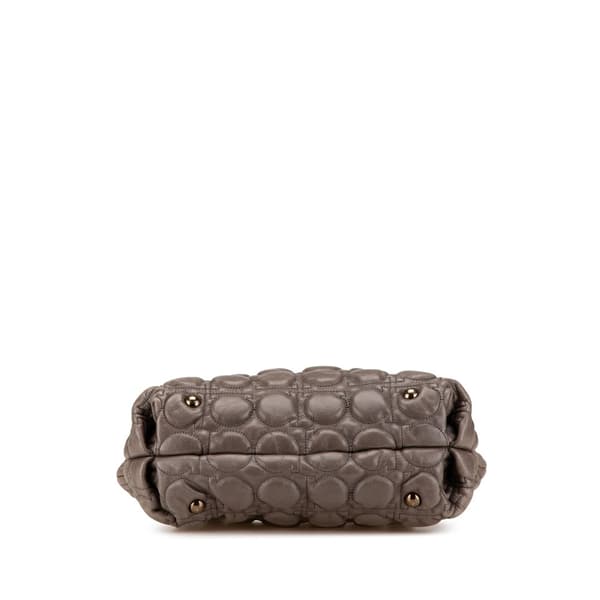 Pre-owned Ferragamo Quilted Leather Gancini Handbag Brown