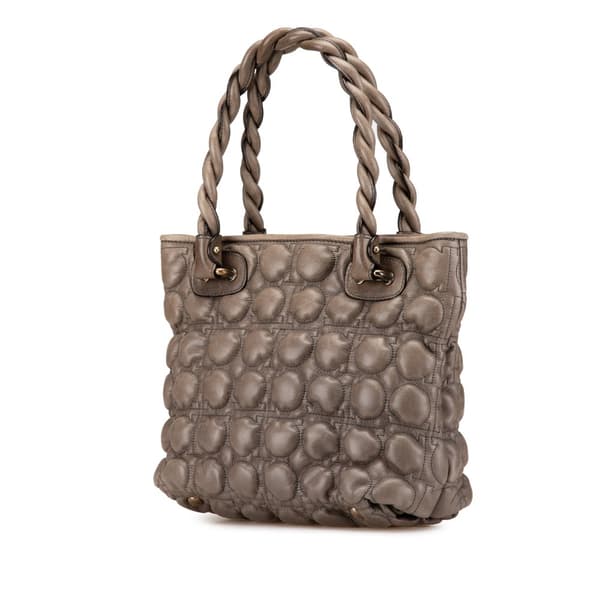Pre-owned Ferragamo Quilted Leather Gancini Handbag Brown