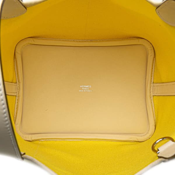 Pre-owned Hermès Toile Goeland and Swift Cargo Picotin Lock 18 Yellow