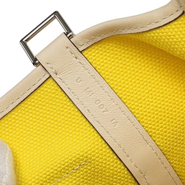 Pre-owned Hermès Toile Goeland and Swift Cargo Picotin Lock 18 Yellow