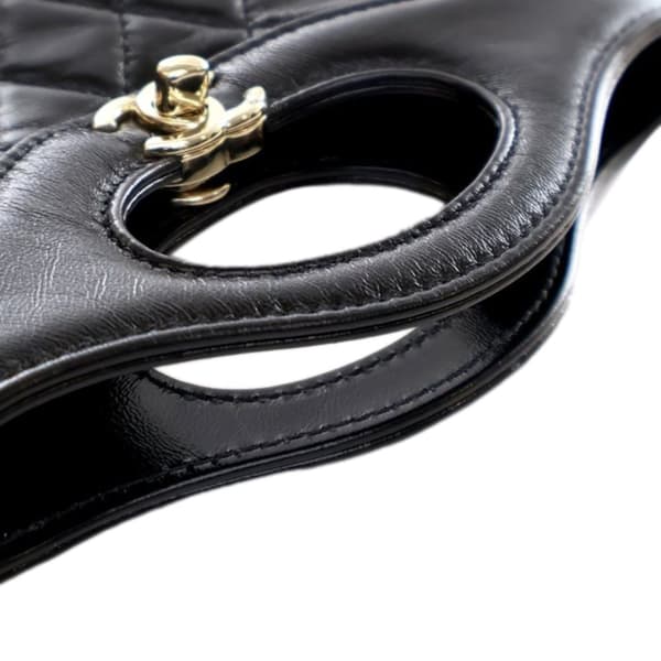 Pre-owned Chanel Mini Shiny Crumpled Calfskin 31 Shopping Bag Black