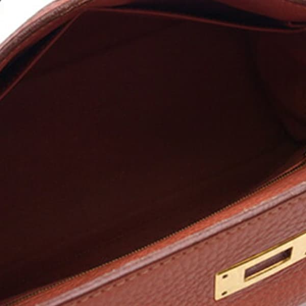 Pre-owned Hermès Clemence Kelly II Retourne 28 Orange