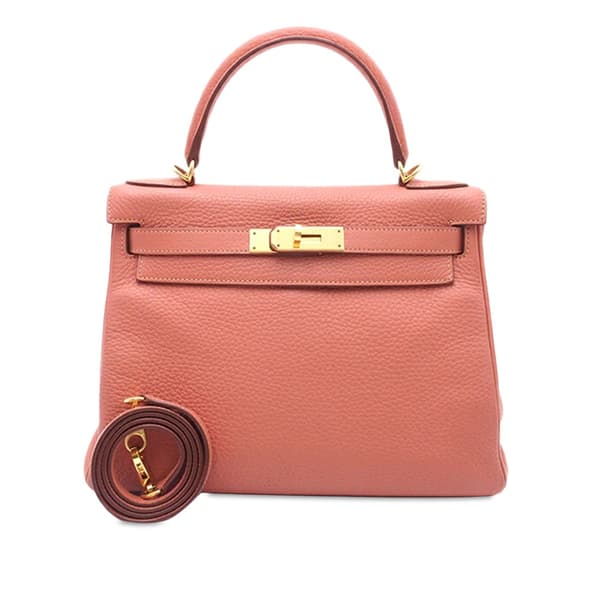 Pre-owned Hermès Clemence Kelly II Retourne 28 Orange