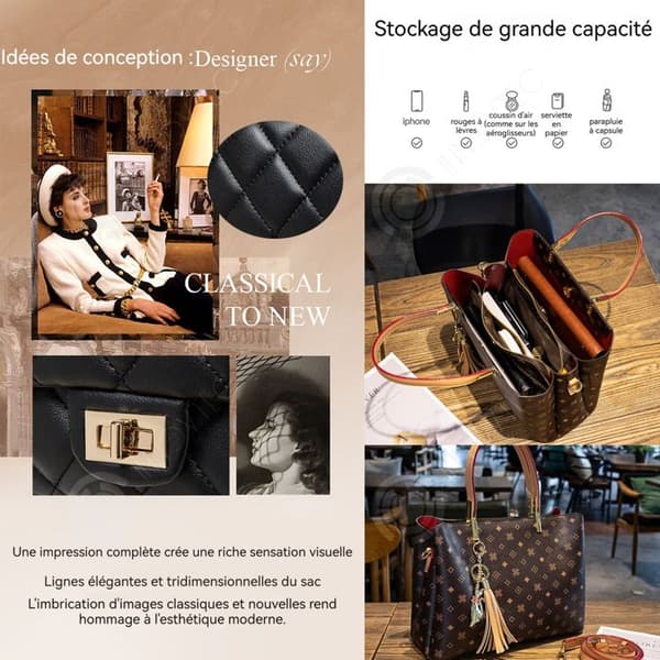 INN Handväska i äkta läder för kvinnor Elegant axelväska med stor kapacitet tygväska Ryggsäck Mode Crossbody-väska