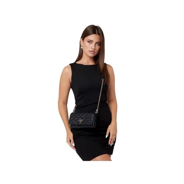 Handväska - Guess - QG874875 - Svart - 100% PU - Kvaderrad - Axelrem
