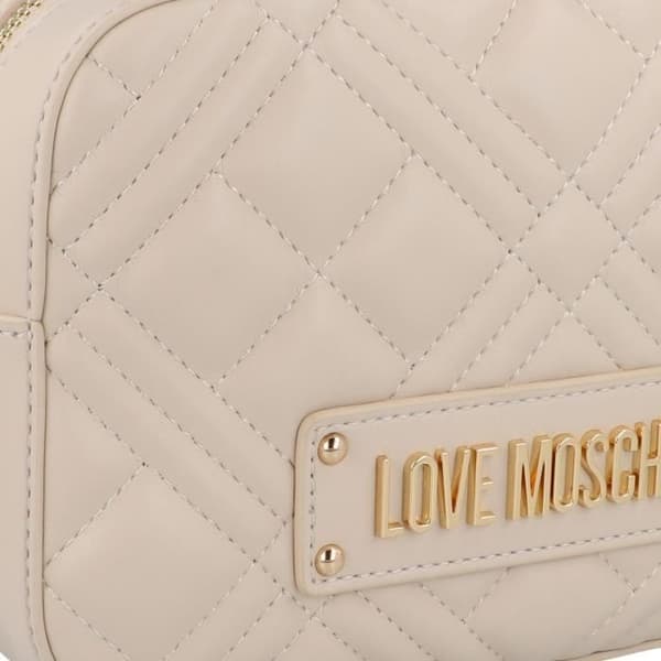 Sidelångt bag från Love Moschino - Quiltad modell - Färg elfenben - Matelasserad - 20 cm