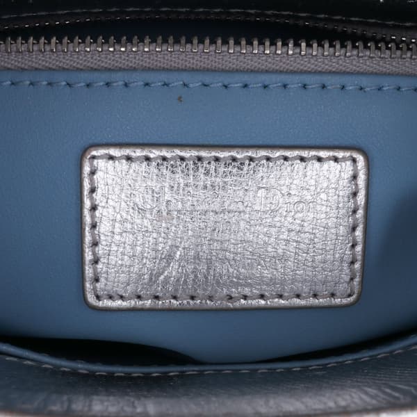 Pre-owned Dior Small Metallic Grained Calfskin Cannage My ABCDior Lady Dior Silver