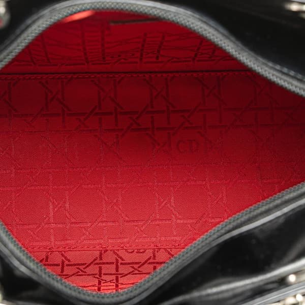 Pre-owned Dior Medium Patent Lady Dior Black