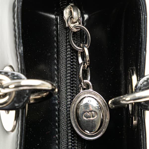 Pre-owned Dior Medium Patent Lady Dior Black