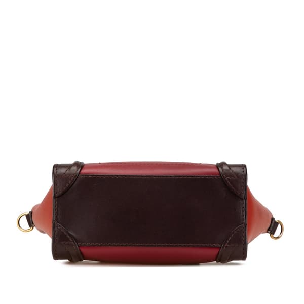Pre-owned Celine Nano Tricolor Leather Luggage Tote Red