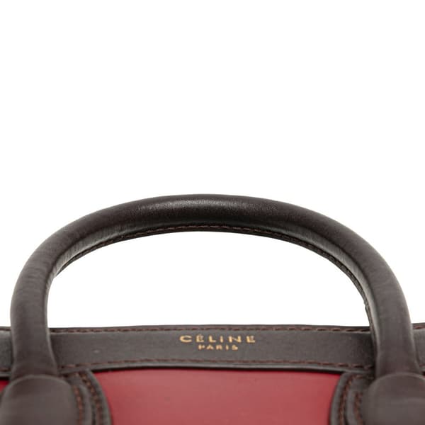Pre-owned Celine Nano Tricolor Leather Luggage Tote Red