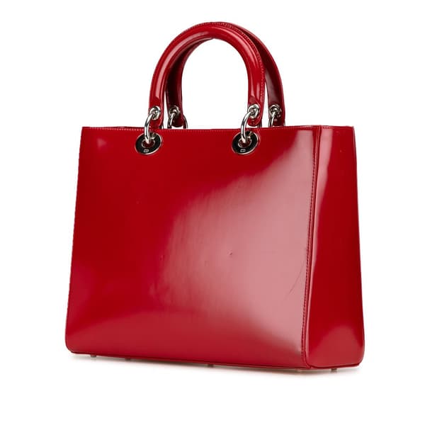 Pre-owned Dior Large Patent Lady Dior Red
