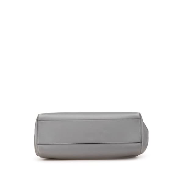 Pre-owned Gucci Medium Leather Bamboo Nymphaea Satchel Gray